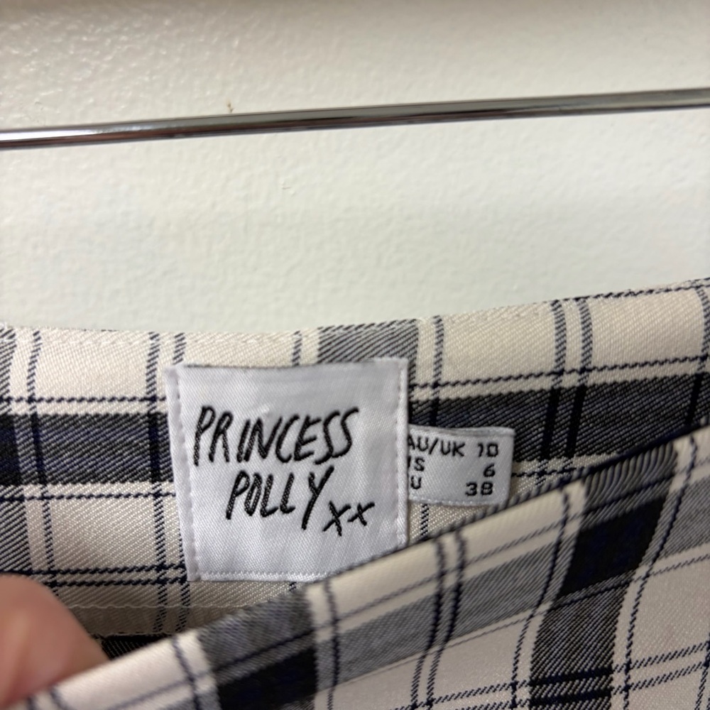 Princess Polly Euro Pants Black White‎ Plaid Size 6 - Picture 3 of 4